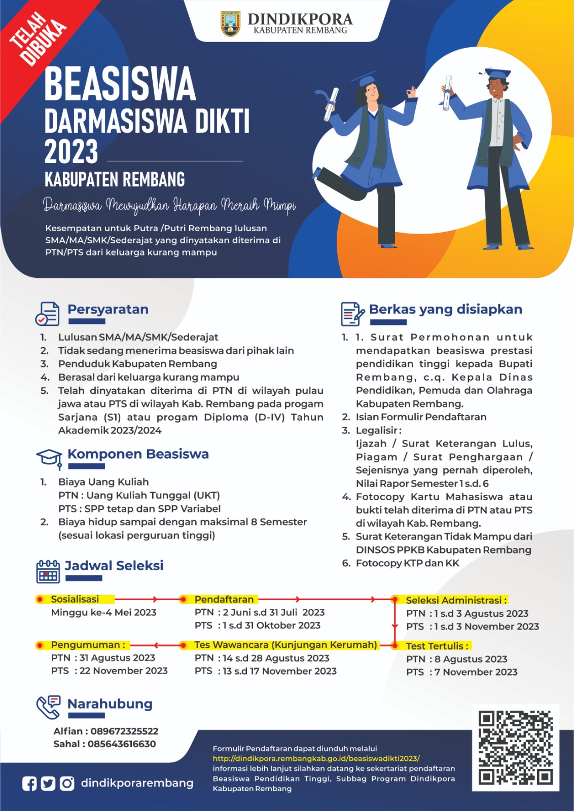 Beasiswa Dikti (Darmasiswa) Kabupaten Rembang 2023